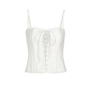 Danielle Guizio Cotton Lace Up Corset Top